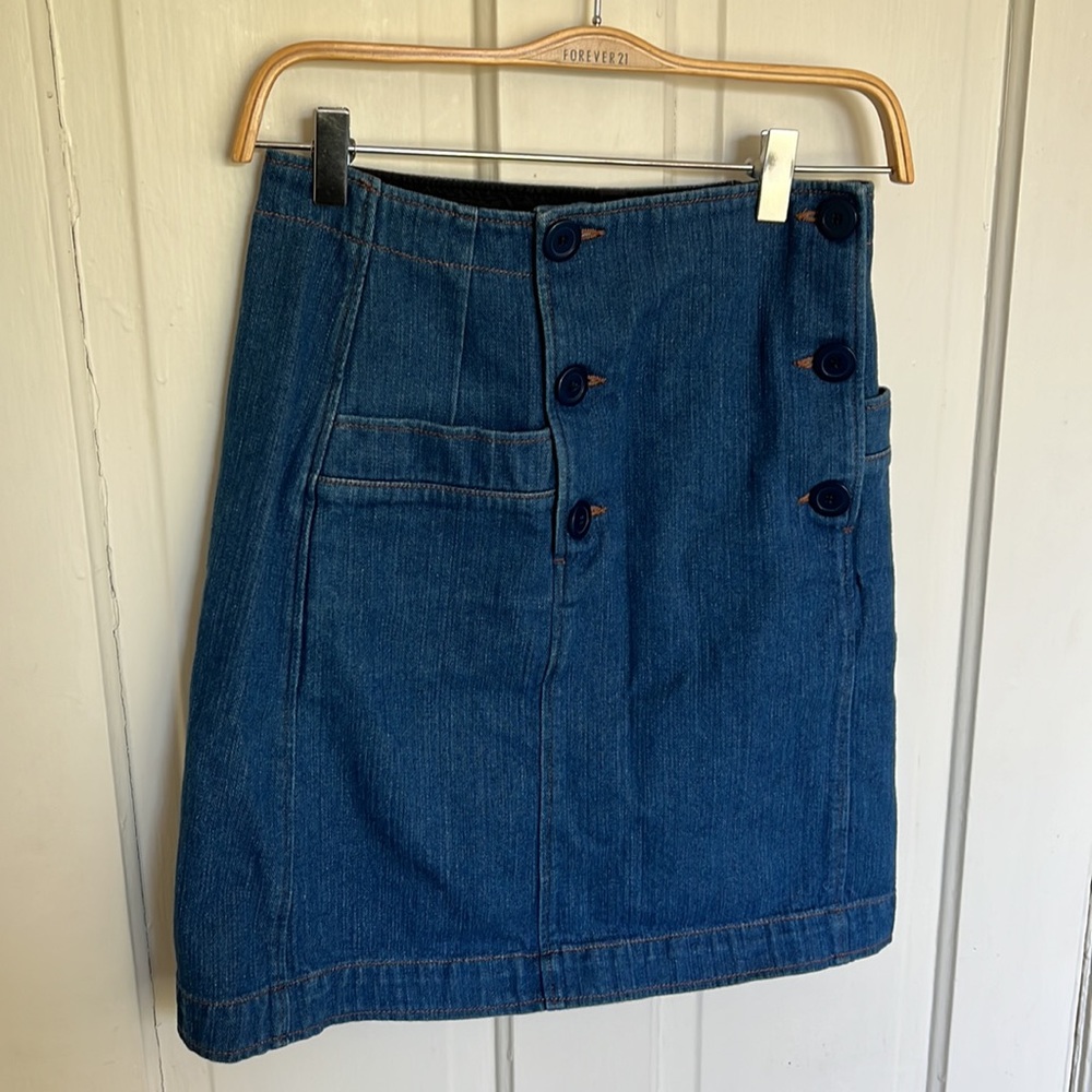 A.P.C. Blue Denim Button-Front Mini Skirt